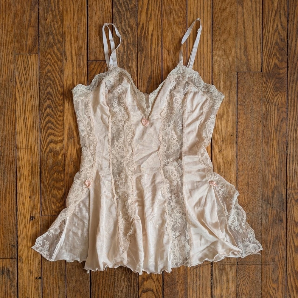 Vintage 80's Lace Sheer Coquette Sheer Cami Lingerie Top